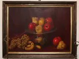 Carlo Ferranti, Still life with fruit and glass bowl, oil on canvas cardboard