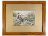 Myles Birket Foster, Country landscape with peasants