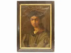 Portrait by Angelo Mambriani, oil on canvas, offered Jul 2022
