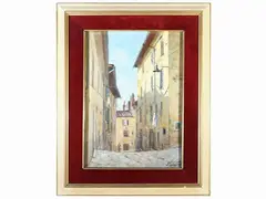 Glimpse of the country by Alfredo Pieracci, oil on panel, offered Jul 2022