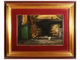 Ferruccio Rontini, Interno di cucina rustica 1943, oil on tablet