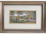 Enrico Nuti, Landscapes with figures, three oil on panel and one oil on cardboard paintings