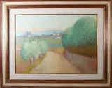 Country landscape by Dino Migliorini, oil on hardboard, offered Jul 2022