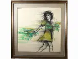 Riccardo Benvenuti, Girl with Flowers 1969, mixed media on canvas