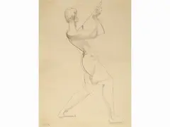 Study of a figure by Emilio Ambron, pencil drawing on paper, offered Jul 2022