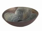 Nanni Valentini, Bowl in stoneware, Ceramiche Arcore, with abstract decoration in shades of brown and blue