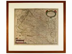 Jan Janssonius, Territorium bononiense the Bolognese, watercoloured engraving