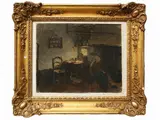 Albert Neuhuys, Glimpse of the interior, oil on canvas laid on cardboard