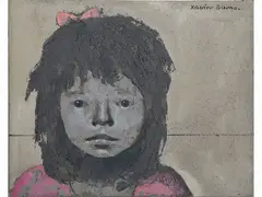 Portrait of a young girl by Xavier Bueno, oil on canvas, offered Jun 2022