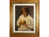 Child with orange by Ludovico Tommasi, oil on canvas, offered Jun 2022
