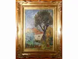 Guido Ferroni, Tuscan landscape, oil on cardboard