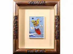 Fish and butterflies by Antonio Possenti, oil on canvas cardboard, offered Jun 2022