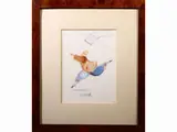 Antonio Possenti, Figure with kite, mixed media on paper laid on cardboard