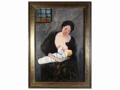 Maternity by Fillide Levasti, oil on cardboard, offered May 2022
