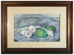 Still life with vegetables 1929 by Fillide Levasti, oil on canvas, offered May 2022