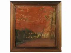 Cipressi calvi 1919 by Lina Rosso, oil on cardboard, offered May 2022