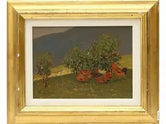 Polli all'ombra 1966 by Giovanni Lomi, oil on panel, offered May 2022