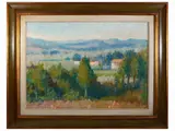 Hilly landscape by Dino Migliorini, oil on faesite, offered May 2022