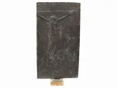 Crocifissione nella pioggia 1967 ca by Quinto Martini, bas-relief in bronze, offered May 2022