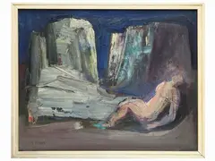 Oscar Di Prata, Figure on the bottom 1965, oil on canvas cardboard