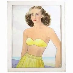 Portrait of a young woman 1948 by Gino Mugnai, mixed media on cardboard, offered May 2022