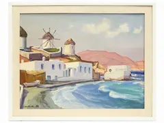 Marine landscape 1933 by Armeno Mattioli, oil on canvas, offered May 2022