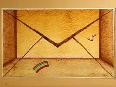 Composition with letter 1989 by Giuliano Ghelli, mixed media on paper, offered May 2022