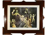 Mino Maccari, Composition with characters, three wood-cut prints