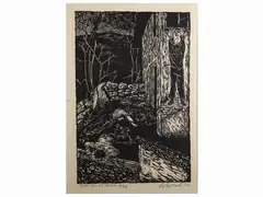 Armando Pizzinato, Eccidio di Bala 1957, woodcut