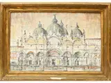 Renzo Nissim, View of the Basilica of San Marco in Venice, 1968, oil on canvas