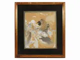 Daniel Vierge, Landscape with figure on horseback, mixed media on cardboard