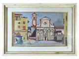 Alfiero Cappellini, View of the square 1953, oil on panel