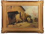 Ferruccio Rontini, Rustic cottage, oil on panel