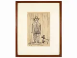 Magdalena Rădulescu, Campigli avec le chien à Montparnasse 1975, mixed media on paper