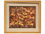 Cavalieri 1975 by Magdalena Rădulescu, oil on canvas, offered Mar 2022