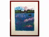 Carlo Mattioli, River landscape, lithograph