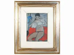 Modella e pittore 1978 by Bruno Paoli, oil on tablet, offered Mar 2022