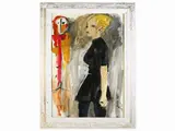Bruno Paoli, Female portrait, mixed media on cardboard