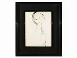 Ernesto Treccani, Female portrait, mixed media on paper applied to canvas