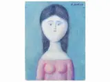 Female portrait by Antonio Bueno, oil and pastel on paper laid on faesite, offered Mar 2022
