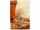 Battle scene by Norberto Martini, oil on faesite, offered Mar 2022