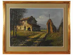 Tuscan farmhouse 1966 by Francesco Maria Pieri, oil on canvas, offered Mar 2022