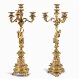 Giuseppe Succi, Pair of four lights gilt bronze candelabra