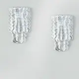 A.V. Mazzega by Angelo Lelii, a pair of white and transparent glass wall lamps, offered Oct 2019
