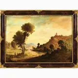 Luigi Bertelli, Italian school, "Rural landscape with figures"