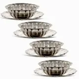 Josephine Osnaghi, Six silver cups with saucers, circular bodies with gadrooned profiles