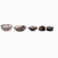 Carlo Preda, Group of five objects in Blue John, composed of three small bowls