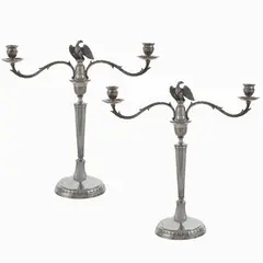 Carlo Preda, Pair of silver candelabra, goldsmiths Casini Gaetano and Giuseppe