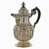 Carlo Preda, Silver coffeepot, 1957, chiselled body with vegetal patterns