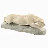 An enamelled ceramic panther by Friedrich Goldscheider, resting on an oval base signed A. Schaff on the base, offered Mar 2018
